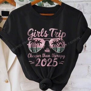 Girls Trip Cheaper than therapy 2025 Black Graphic Tee